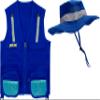 Dark Blue S/M Fits Youth Size 4-7 Combination Set Vest and Hat: 1 Blue Cargo Vest for Kids with Reflective Safety Straps & 1 Floppy Bucket Sun Hat with Chin Strap. Color: Navy Blue S/M Size 4-7 view 1