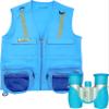 Combination Set: 1 Blue S/M Eagle Eye Explorer Cargo Vest for kids, Reflective Safety Straps & 1 Blue 8x21 Magnification Binoculars, Soft Rubber Eye Piece for boys & girls, Waterproof, Shock-Resistant view 1