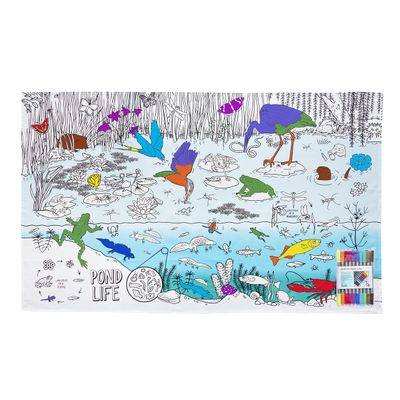 eatsleepdoodle Coloring Wildlife Giant Tablecloth for Kids Reusable Washable Table Cover with 10pcs Washable Markers, Fun Arts & Crafts for Boys & Girls, Activity Blanket for Parties, Birthdays