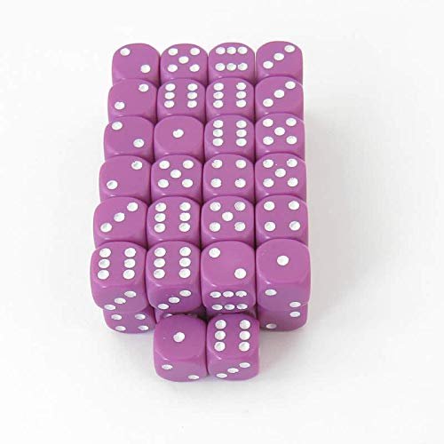 Light Purpl Opaque Dice with White Pips D6 12mm (1/2in) Bulk Pack of 50 Wondertrail