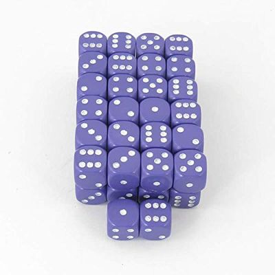 Purple Opaque Dice with White Pips D6 12mm (1/2in) Bulk Pack of 50 Wondertrail