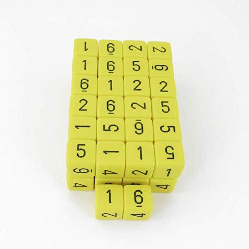 Yellow Opaque Dice with Black Numbers D6 Aprox 16mm (5/8in) Pack of 50 Wondertrail