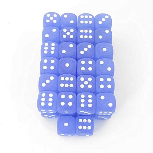 Blue Frosted Dice with White Pips 16mm (5/8in) D6 Pack of 50 Wondertrail