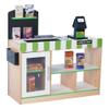 Teamson Kids Cashier Austin Interactive Wooden Play Market Stand with Lights and Sounds, Manual Conveyor Belt, Register and Display Spaces, Green and White Dcor on Natural Wood view 1
