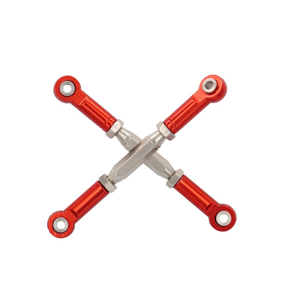 2PCS Treehobby RC Front Rear Metal Adjustable Steering Linkage Servo Link 80-100mm Pull Rod Compatible with traxxas Slash 4x4 5807 Stampede HQ727 1/10 RC Car Upgraded Parts,Red
