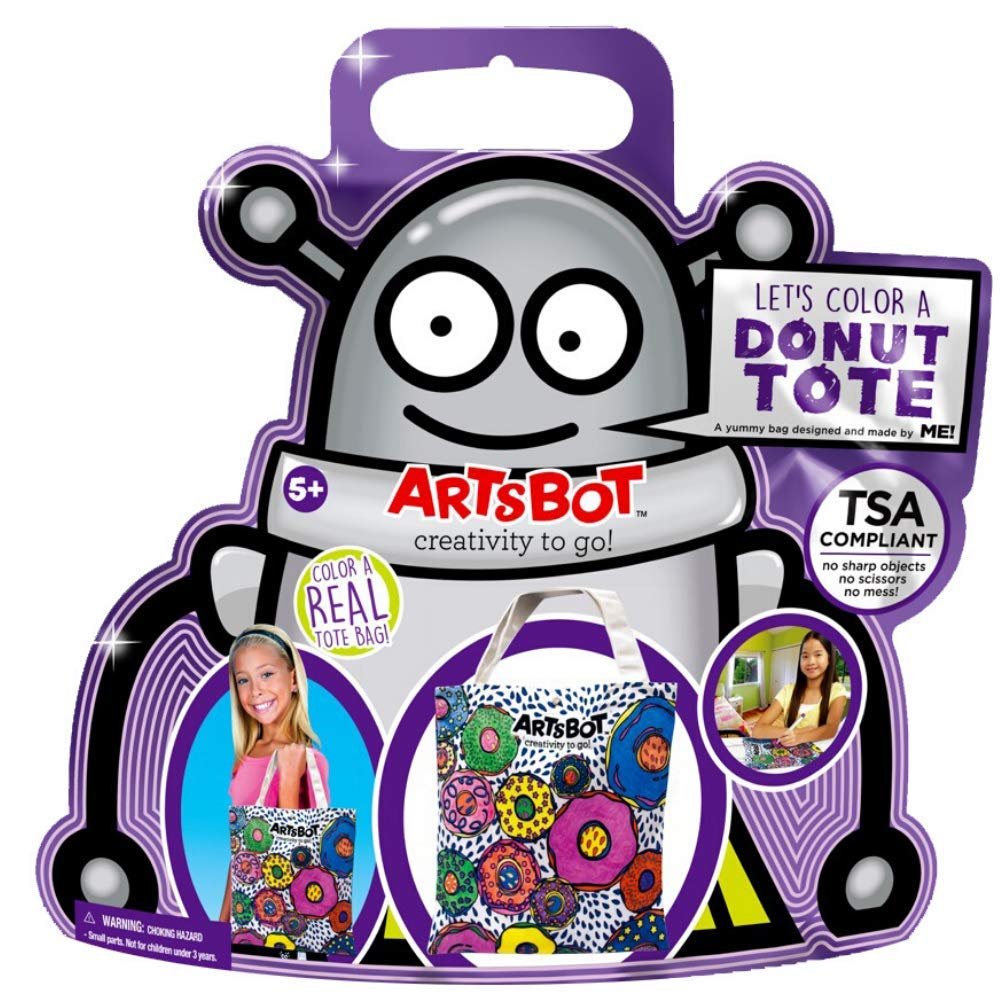 ARTSBOT Craft Kits - Make Your Own - Creativity & Imagination On The Go - Compact, Mess-Free, Stress-Free Art Kit for Boys and Girls 5+ - Common Core Compatible - 4 Great Kits (Donut Tote)