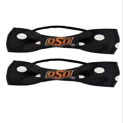 Littlearth NCAA Bow Pigtail Holder (Set of 2) [Set of 2] NCAA Team: Oklahoma State Cowboys