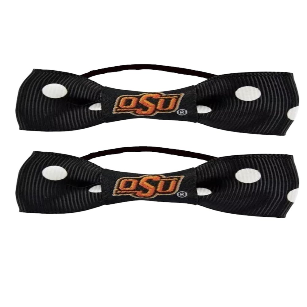 Littlearth NCAA Bow Pigtail Holder (Set of 2) [Set of 2] NCAA Team: Oklahoma State Cowboys