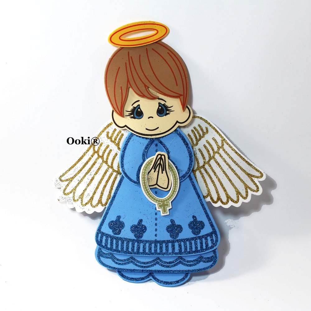 10pc Mi Bautizo Boy Girl Angel with Halo Wings Necklace Ooki Foam Decor Baptism Sign Recuerdo para Bautizo Centerpiece Angel with Halo Angel con Halo Angels EVA (Boy)