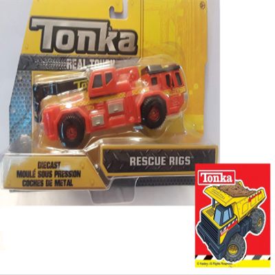 Tonka Diecast Rescue Rigs Crane and one Sticker Bundle (2 Items)