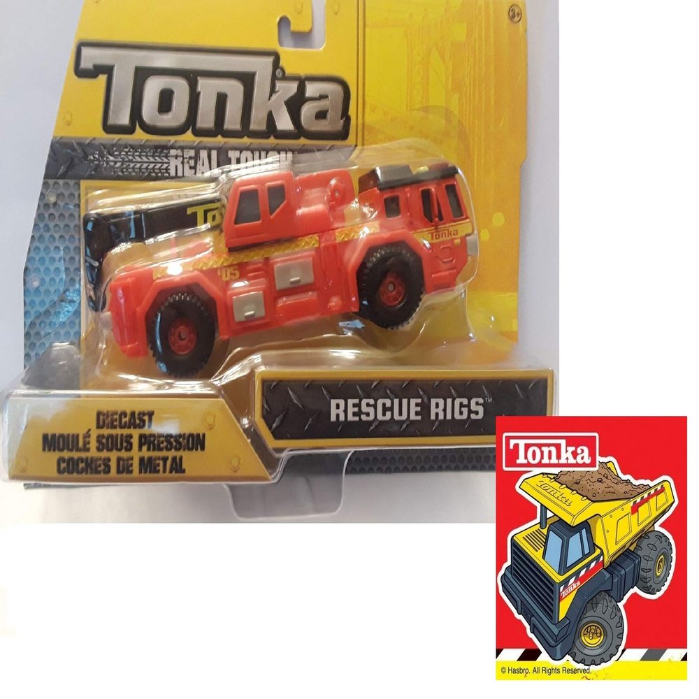 Tonka Diecast Rescue Rigs Crane and one Sticker Bundle (2 Items)