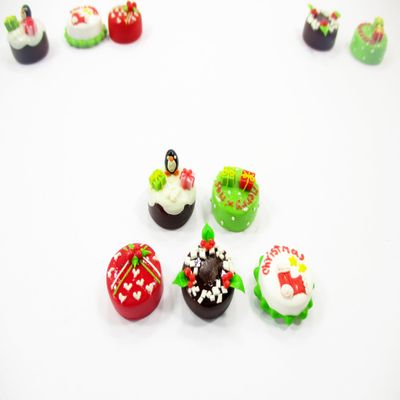 1:12 Miniature Set 5 Christmas Clay Cake 15mm Dollhouse Food Holiday Cafe