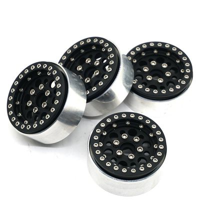QUE-T 1.9inch RC Rock Crawler Metal Beadlock Wheel Rims for TRX4 SCX10 90046 D90 Pack of 4 (Black)