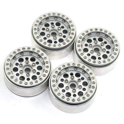 QUE-T 1.9inch RC Rock Crawler Metal Beadlock Wheel Rims for TRX4 SCX10 90046 D90 Pack of 4 (Silver)
