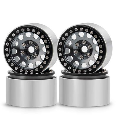Que-T 1.9" RC Crawler CNC Metal Beadlock Wheel Rims for 1/10 Axial Scx10 D90 D110 TRX-4 (Titanium & Black)