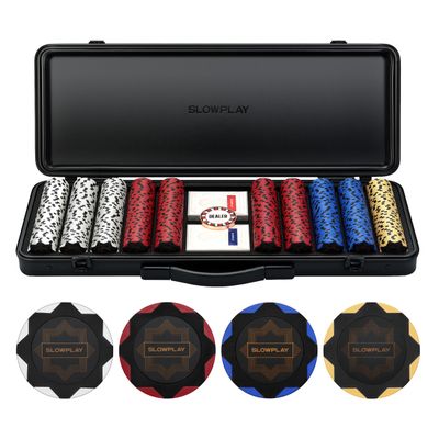 SLOWPLAY Nash 14g Clay Poker Chip Set for Texas Hold'em, 500 PCS [Blank Chips - Black Gold Edition] Features a Premium Case with Durable German Polycarbonate Shell