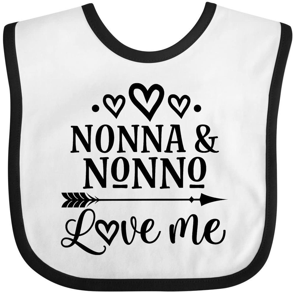 inktastic Nonna and Nonno Love Me Baby Bib White and Black 389e7