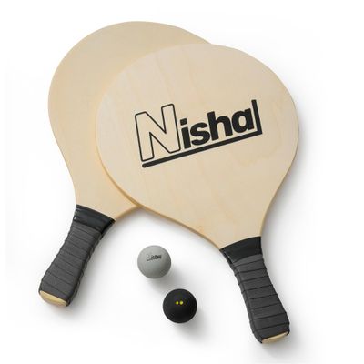 Nisha - Paddle Ball Set, Complete Set with 2 Pro Balls, 2 Rackets and Paddle Grips, Interactive Indoor, Outdoor and Beach Game, Comes in a Durable Plastic Case