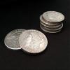 blue-ther Morgan Dollar Shell and Coin Set (5 Coin +1 Head Shell+1 Tail Shell) Magic Coin Magic Tricks Illusions Close up Fun view 3