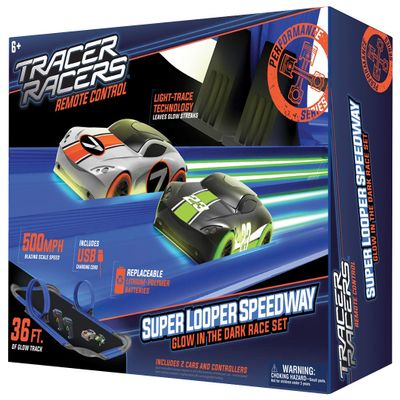 Tracer Racers Super Looper Speedway Glow in The Dark Race Set