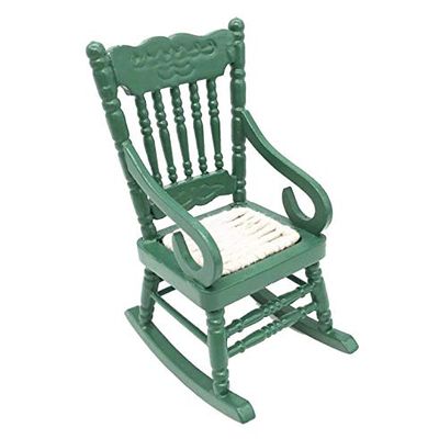 EatingBiting 1:12 small Miniature Furniture Vintage Retro Wood Rocking Chair Landscape Tiny Furniture Model for mini House Toy Home Decoration Christmas Scene Shooting Craft Displays