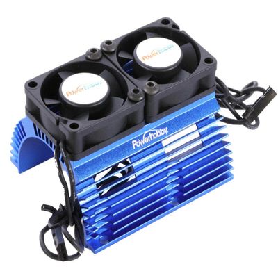 Powerhobby Aluminum Heat Sink with Twin Turbo High Speed Fans Sets for 1:8 Motors with Around 40.8mm Diameter (Blue)
