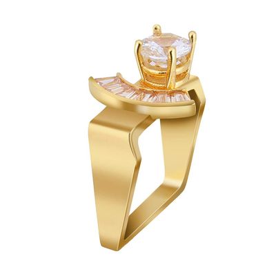 SXFSE Rings for Women, Metal Geometric Square Zircon Female Ring Jewelry Gift