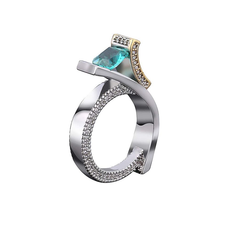 SXFSE Rings for Women, Unique Design Metal Geometric Square Zircon Female Ring Jewelry Gift