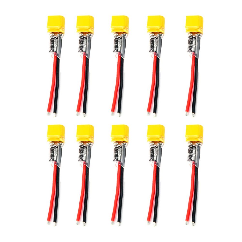 QWinOut XT30 Plug Pigtail Power Wire 100uF Capacitor for Mobula7 HD Sailfly-X TRASHCAN UR85 UR85HD Crazybee F3 / F4 PRO Parts (10 pcs)