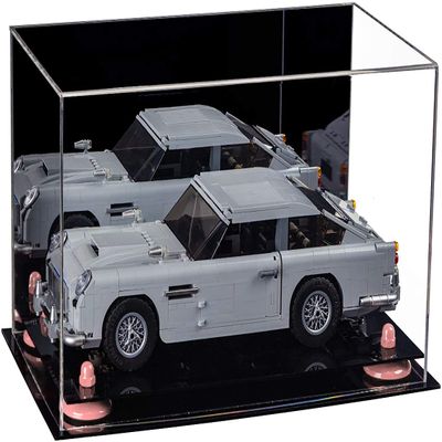 Better Display Cases Versatile Acrylic Display Case - Medium Rectangle Box with Mirror and Pink Risers 14" x 8" x 8.5" (A011-PNR)