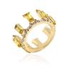 SXFSE Rings for Women, Retro Simple Metal Irregular Vertical Bar Zircon Couple Ring Jewelry Gift view 2