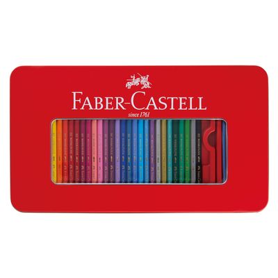 Faber Castell TFC-WCP/60C Watercolor Colored Pencils, Flat Can, 60 Color Set