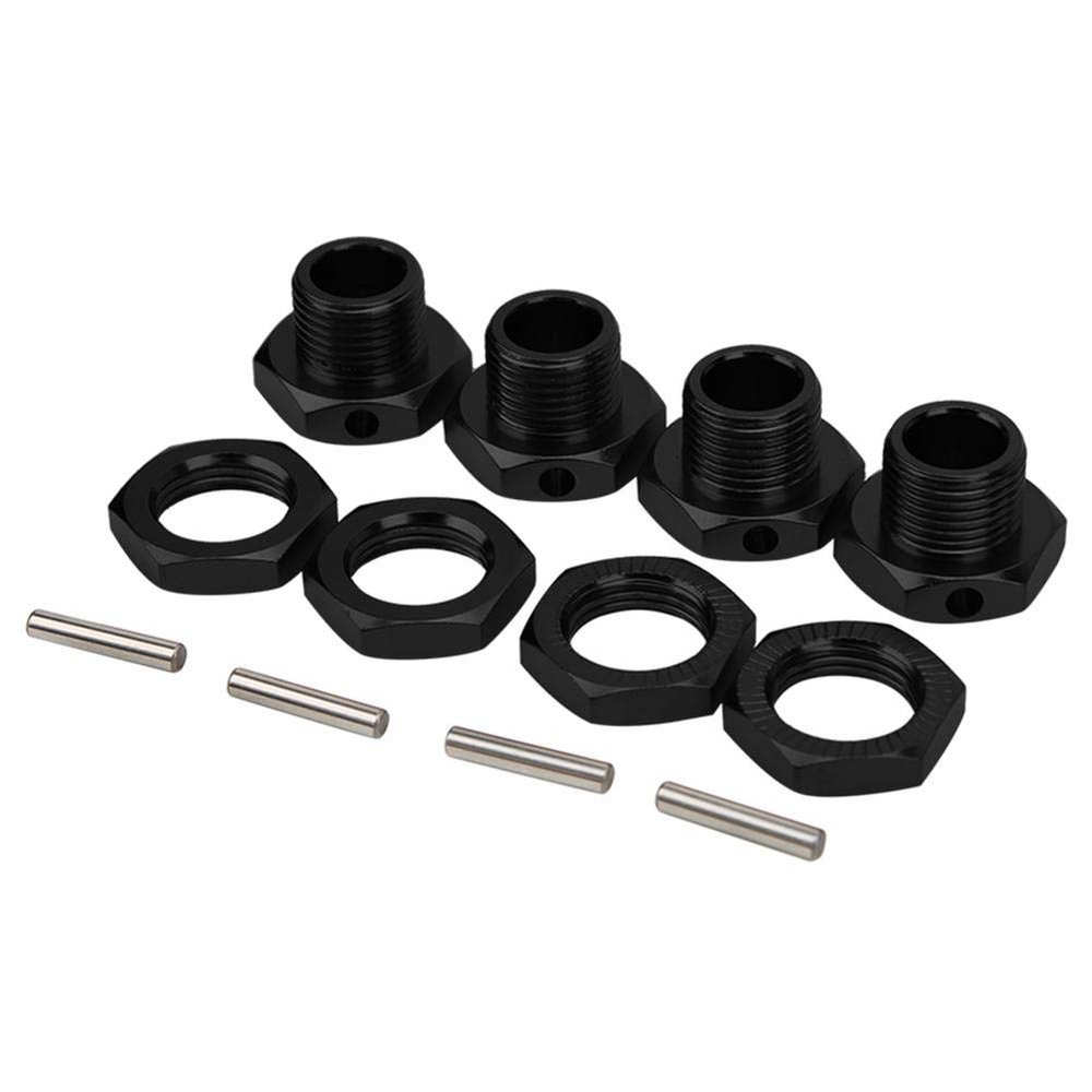 4Pcs RC Hex Coupler Kit, 17MM Wheel Hex Coupler Aluminum Alloy Toy Car Hex Driver for 1/8 RC Vehicle(Black)