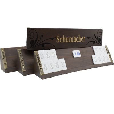 Antochia Crafts Personalized Wooden Rummy Game Set - Oval Shape Custom Racks and Tiles with Case