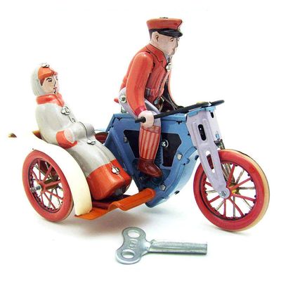 Charmgle Vintage Wind up Toys Spring Rickshaw Tin Toy Photo Props Xmas Gifts Party Favor Home Decoration Tricycle Toy