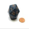 34mm Large 20-Sided D20 Opaque Chessex Dice, 1 Die -Dusty Blue w/Copper Numbers view 1