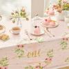 3 Pack Floral Plastic Tablecloth for Baby Girl's 1st Birthday Party Supplies (54 x 108 in) view 2