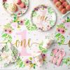 3 Pack Floral Plastic Tablecloth for Baby Girl's 1st Birthday Party Supplies (54 x 108 in) view 3
