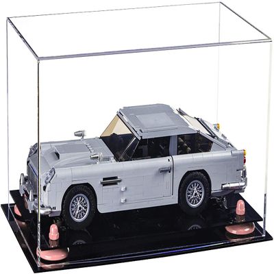 Better Display Cases Versatile Clear Acrylic Display Case - Medium Rectangle Box with Pink Risers 14" x 8" x 8.5" (A011-PNR)
