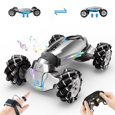 LOOZIX 1:10 Scale Gesture Sensing Rc Stunt Car, 4WD Remote Control Hand Controlled Transform , Double Sided Vehicle 360 Spins with Lights Music, All Terrains Monster Truck for Boys Kids