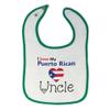 Custom Baby Bibs Burp Cloths I Love My Puerto Rican Uncle Cotton Baby Items for Baby Girl & Boy White Green Design Only view 1
