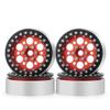 QUE-T 4pcs 1/10 CNC Metal Beadlock Wheel Rims 2.2" for RC Axial Wraith D90 TRX-4 (Black & Red) view 1