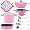 Kids Stainless Steel Play Kitchen Set, 11 Piece Pretend Play Pots and Pans Toy Cookware Set with Utensils & Pot Holder, Metal Toddler Kitchen Accessories for Girls Boys Play Kitchens view 1