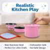 Kids Stainless Steel Play Kitchen Set, 11 Piece Pretend Play Pots and Pans Toy Cookware Set with Utensils & Pot Holder, Metal Toddler Kitchen Accessories for Girls Boys Play Kitchens view 2