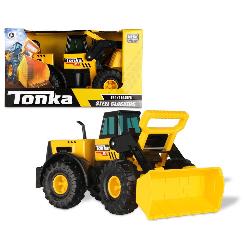Tonka Steel Classics, Classic Front Loader Made with Steel & Sturdy Plastic, Yellow Friction Powered, Big Construction Truck, Boys and Girls, Toddlers Ages 3+, Birthday Gift, Holiday