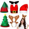 5 Pieces Christmas Hats and headband Set Santa Pants Design Hat, Elf Hat, Plush Christmas Tree Reindeer Headband view 1