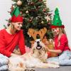 5 Pieces Christmas Hats and headband Set Santa Pants Design Hat, Elf Hat, Plush Christmas Tree Reindeer Headband view 4