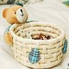 3 Pcs Woven Storage Basket Cube Basket Box Cartoon Bear Doll Straw Storage Basket/Storage Box/Desktop Storage Jewelry Basket view 3