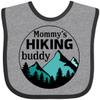 inktastic Mommy's Hiking Buddy with Mountains and Trees Baby Bib Heather and Black 38bf5 view 1