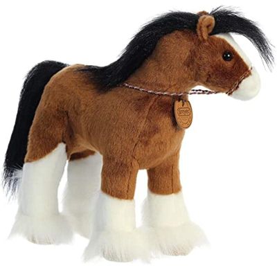 Aurora Exquisite Breyer Clydesdale Stuffed Animal - Realistic Detailing - Imaginative Play - Brown 13 Inches